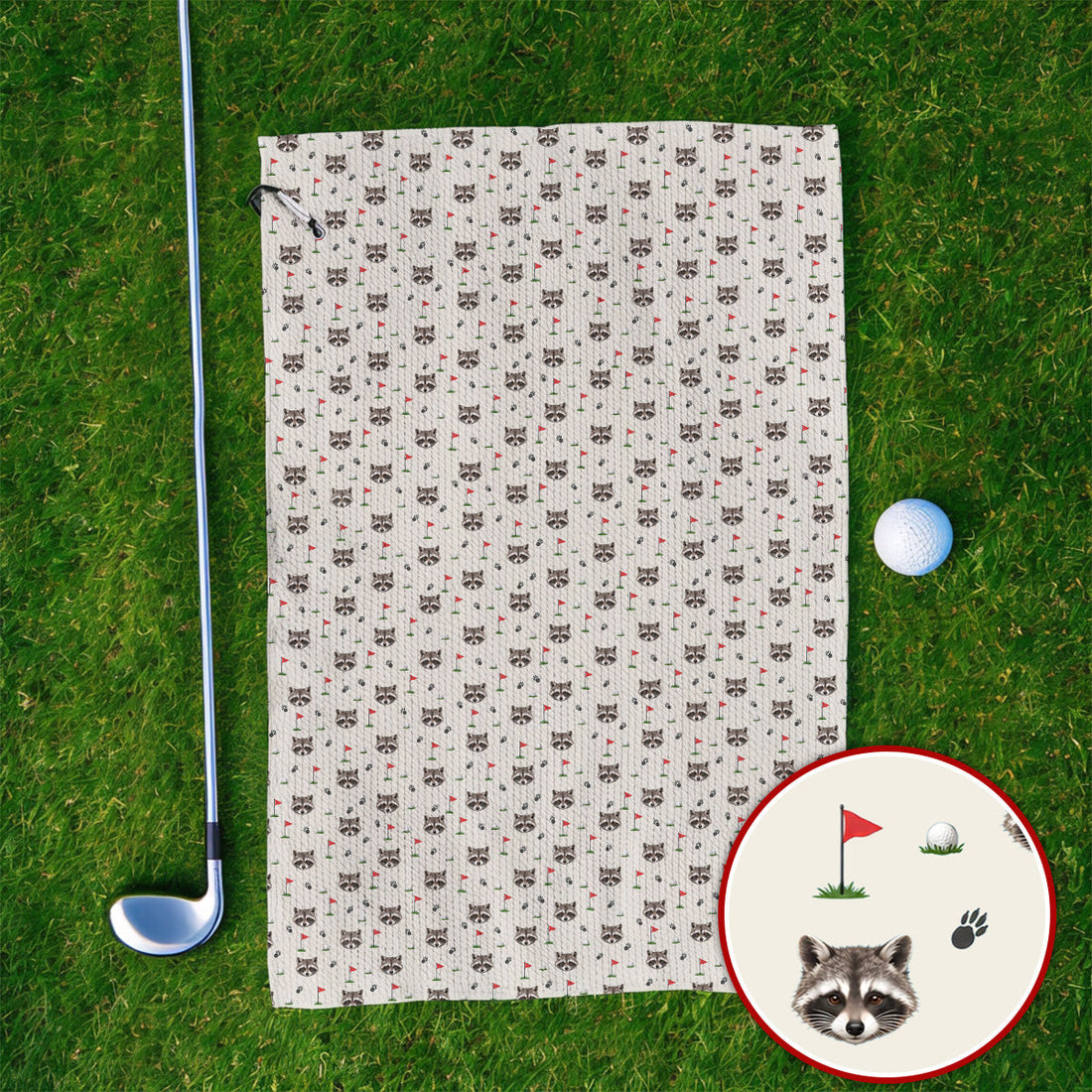 Funny Raccoon Golf Towels, Raccoon Pattern Golf Towel, Golf Gift For Golfers