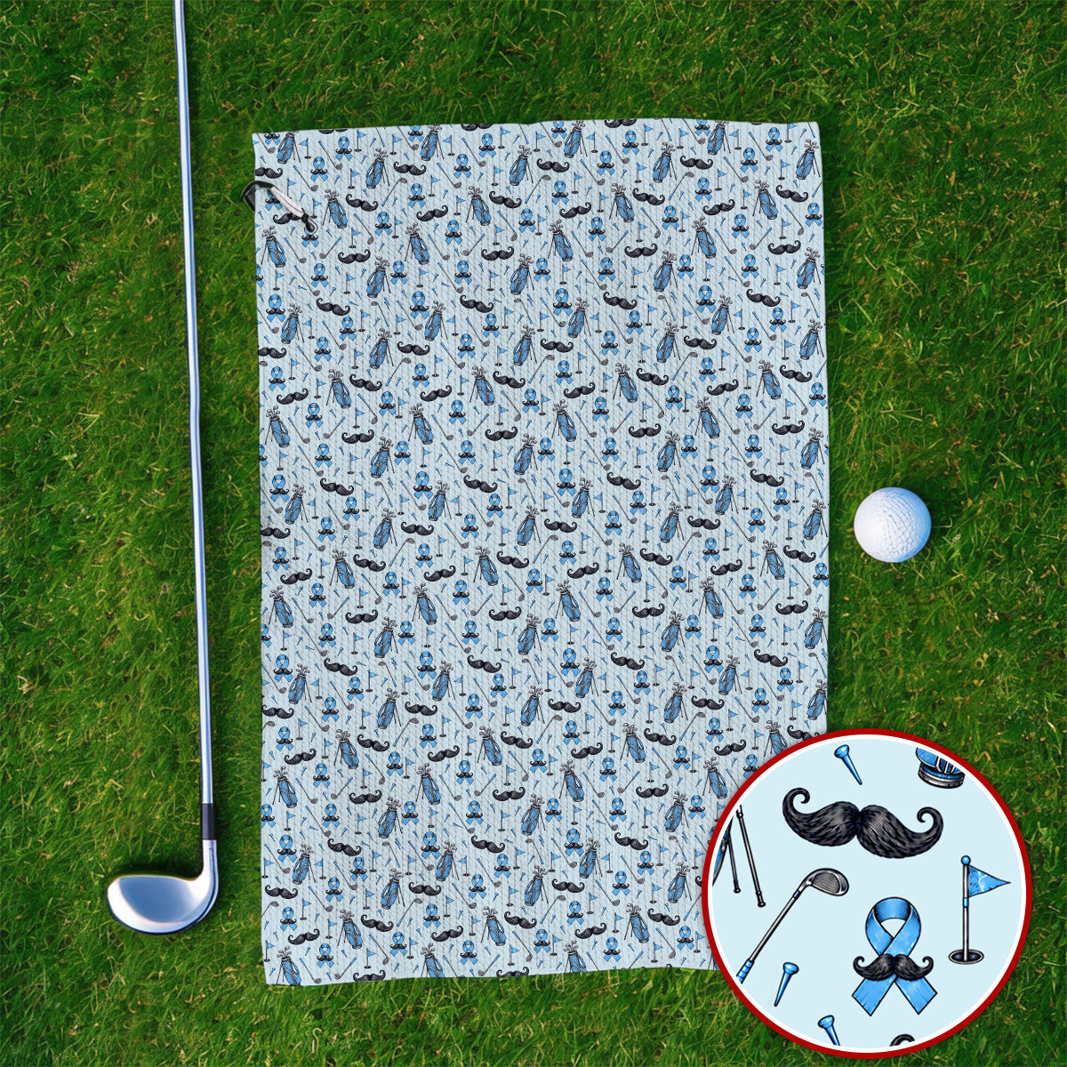 Prostate Cancer Golf Towels, Blue Ribbon Pattern Golf Towel, Crazy Golf Gift For Golfers