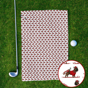 French Bulldog Holiday Golf Towels, Christmas Dog Pattern Golf Towel, Festive Golf Gift for Golfers