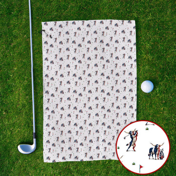 Texas Longhorn Pattern Golf Towels, Patriotic Bull Golf Towel, Unique Texas Golf Gift For Golfer