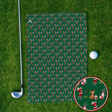 Christmas Golf Pattern Towels, Santa Reindeer Golf Towel, Xmas Gift For Golfers