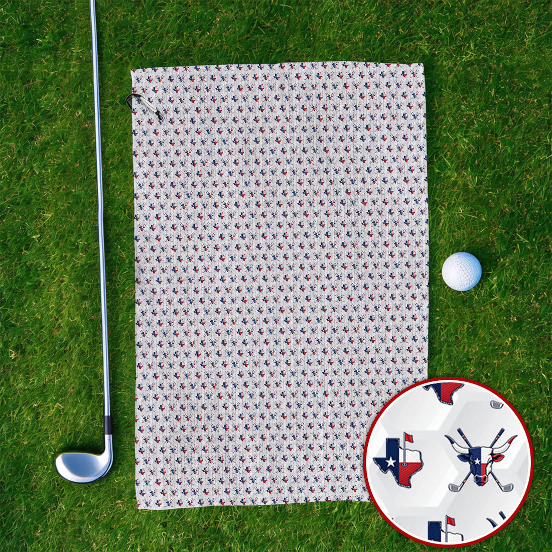 Texas Longhorn Golf Towels, Texas Flag Golf Pattern Towel, Western Longhorn Golf Gift For Golfer