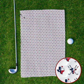 Texas Longhorn Golf Towels, Texas Flag Golf Pattern Towel, Western Longhorn Golf Gift For Golfer