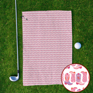 Pink Cowgirl Golf Towels, Western Cowboy Boots Pattern Golf Towel, Crazy Golf Gift For Golfers