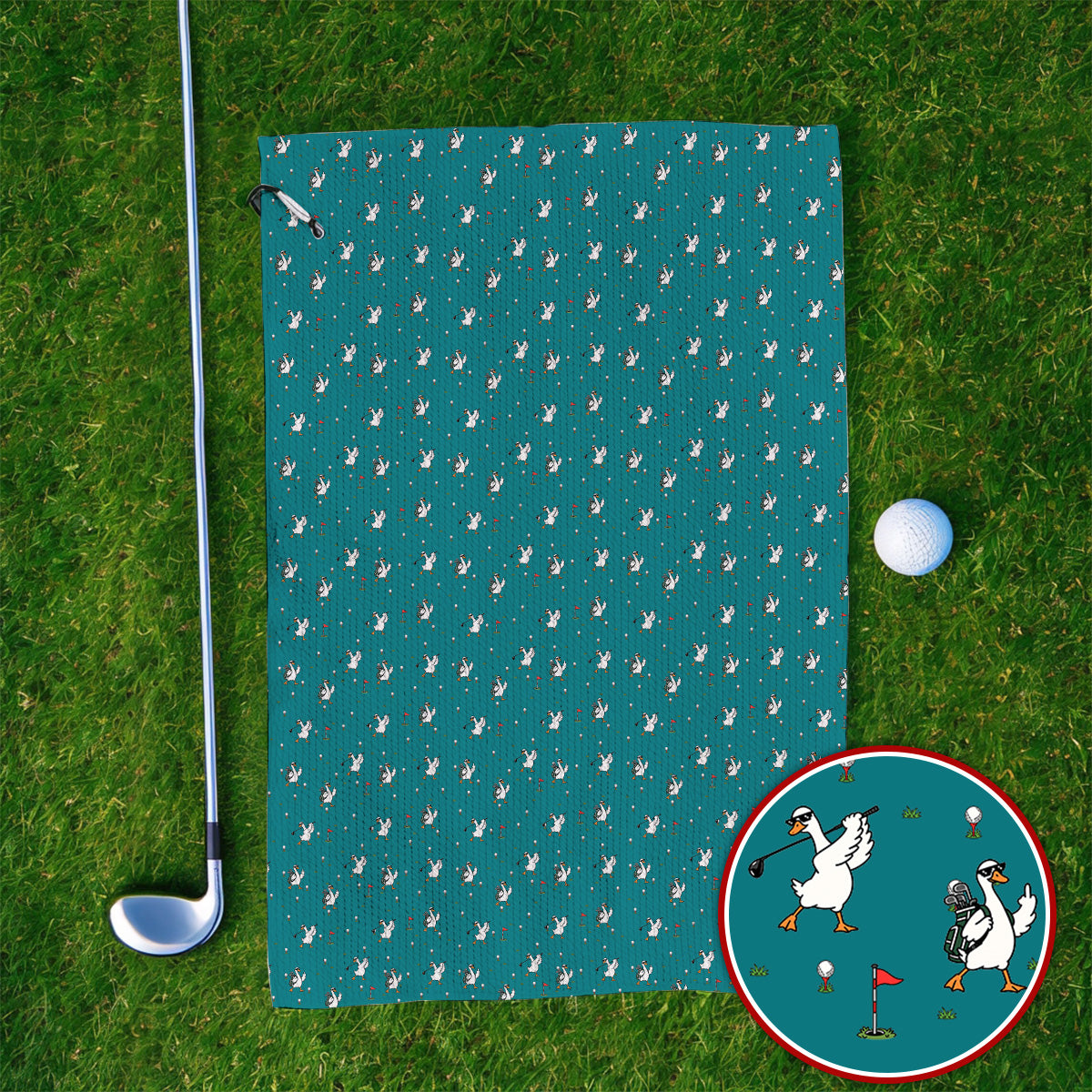 Crazy Goose Golf Towels, Goose Golf Pattern Towel, Unique Golf Gift for Golfers