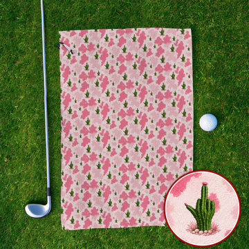 Funny Cowgirl Cactus Golf Towels, Pink Western Pattern Golf Towel, Cute Cowgirl Golf Gift For Golfers