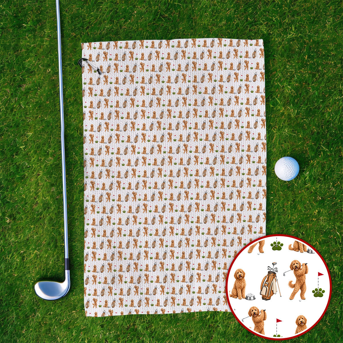 Goldendoodle Golf Towels, Dog Pattern Golf Towel, Funny Golf Gift For Golfers