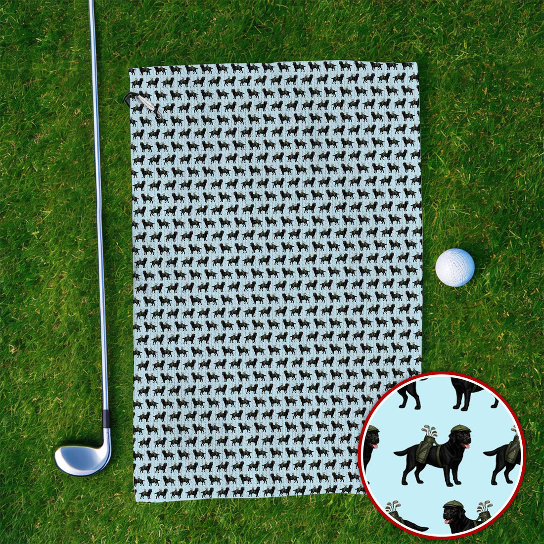 Black Lab Pattern Golf Towels, Crazy Labrador Golf Towel, Golf Gift For Golfer