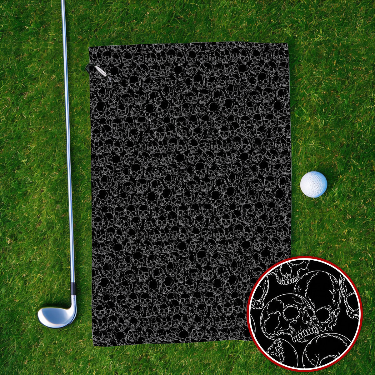 Skull Pattern Golf Towel, Skeleton Print Golf Towels, Unique Golf Gift For Golfer