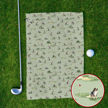 Australian Shepherd Golf Towel, Aussie Dog Pattern Golf Towels, Funny Golf Gift For Golfer