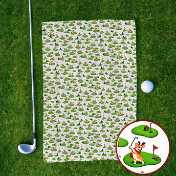 Corgi Christmas Golf Towels, Xmas Corgi Pattern Golf Towel, Crazy Golf Gift For Golfers