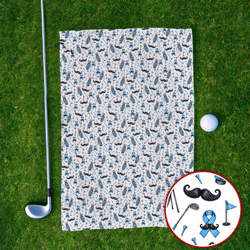 Prostate Cancer Golf Towels, Blue Ribbon Pattern Golf Towel, Crazy Golf Gift For Golfers