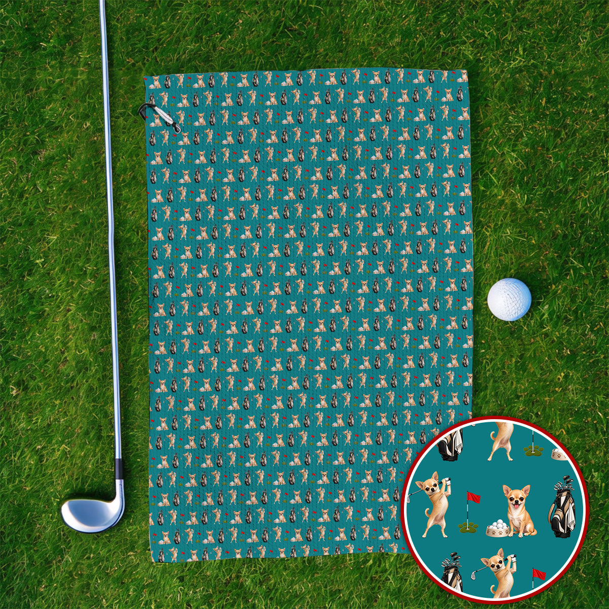 Chihuahua Golf Towel, Cute Chihuahua Golf Pattern Towels for Dog Lovers, Funny Golf Gift For Golfer