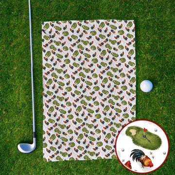 Vintage Rooster Golf Towels, Chicken Pattern Golf Towel For Rooster Lovers, Golf Gift For Golfers