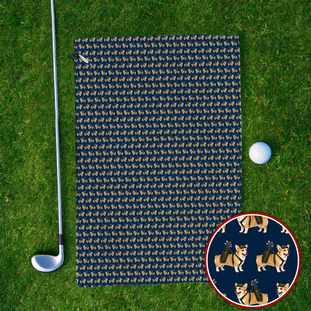 Funny Corgi Golf Towels For Golfer, Corgi Pattern Golf Towel, Dog Lover Golf Gift