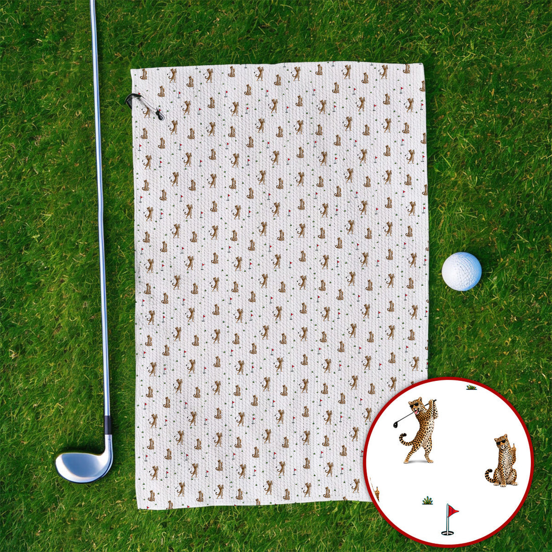 Leopard Golf Towels, Funny Leopard Golf Pattern Towel, Golf Gift For Golfers