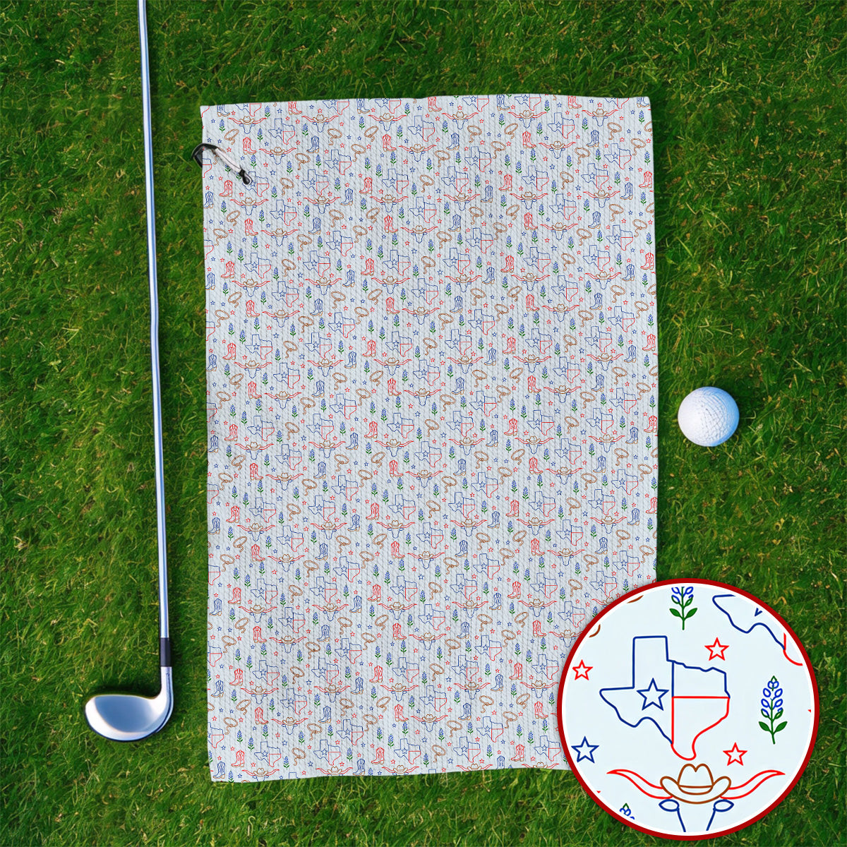 Texas Longhorn Golf Towels, Western Cowboy Texas Pattern Towel, Funny Golf Gift For Golfer