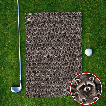Raccoon Golf Pattern Towels, Crazy Raccoon Golf Towel, Golf Gift for Golfer