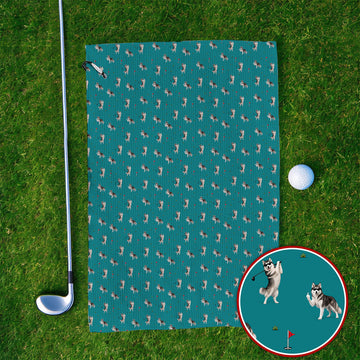 Husky Sibir Golf Towel, Husky Pattern Golf Towels For Golfer, Funny Golf Gift For Dog Lover