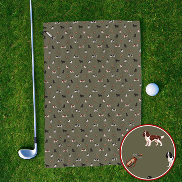 English Springer Spaniel Golf Towels, Funny Dog Pattern Golf Towel, Golf Gift For Golfers