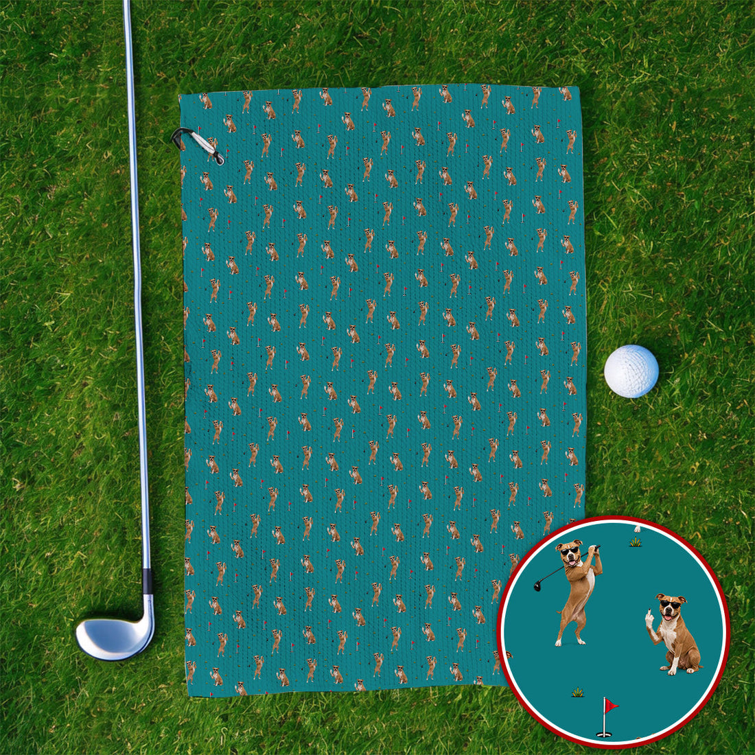 Pit Bull Golf Towel, Funny Pit Bull Pattern Golf Towels for Dog Lovers, Golf Gift for Golfer