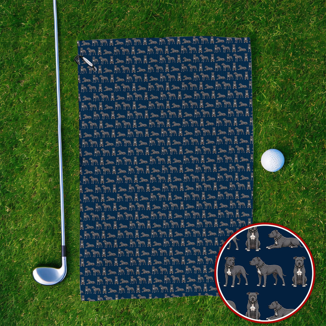 Pit Bull Golf Towels, Pit Bull Pattern Golf Towel for Dog Lovers, Golf Gift For Golfer