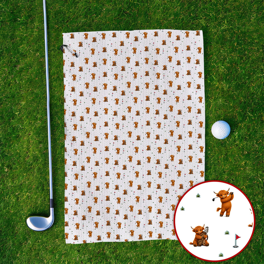 Highland Cow Swing Towels, Highland Cow Golfer Towel, Crazy Golf Gift For Golfer