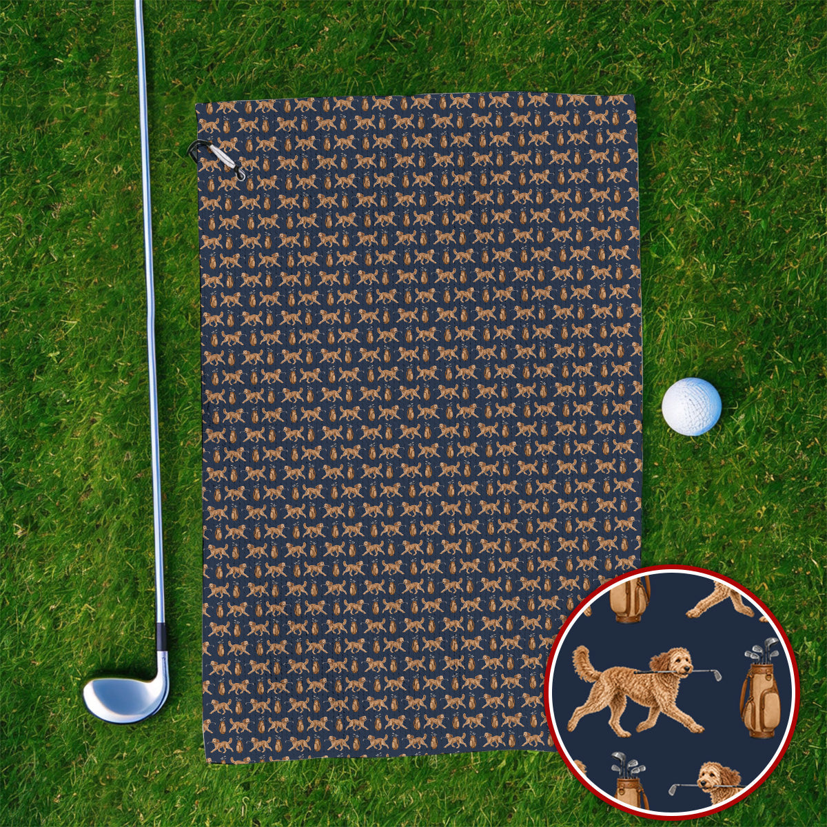 Goldendoodle Golf Towels, Doodle Dog Pattern Golf Towel, Funny Golf Gift For Dog Lovers
