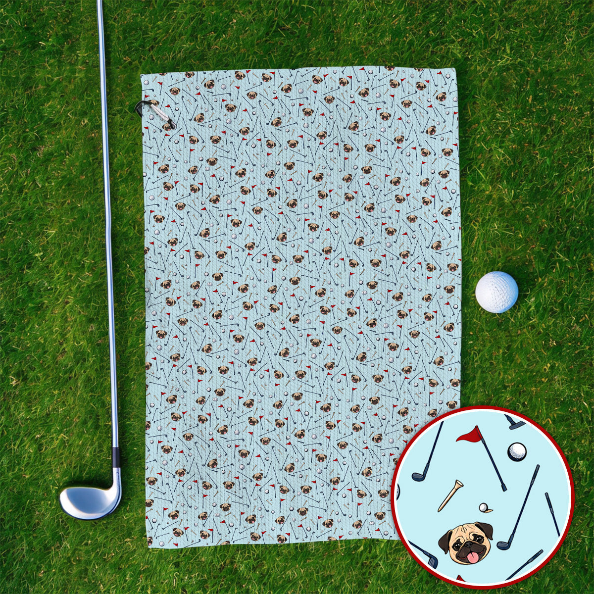 Pug Pattern Golf Towels, Pug Golf Towel For Dog Lovers, Crazy Golf Gift For Golfers