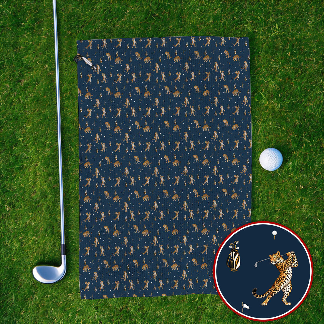 Funny Leopard Golf Towels, Leopard Golf Pattern Towel, Golf Gift For Golfers