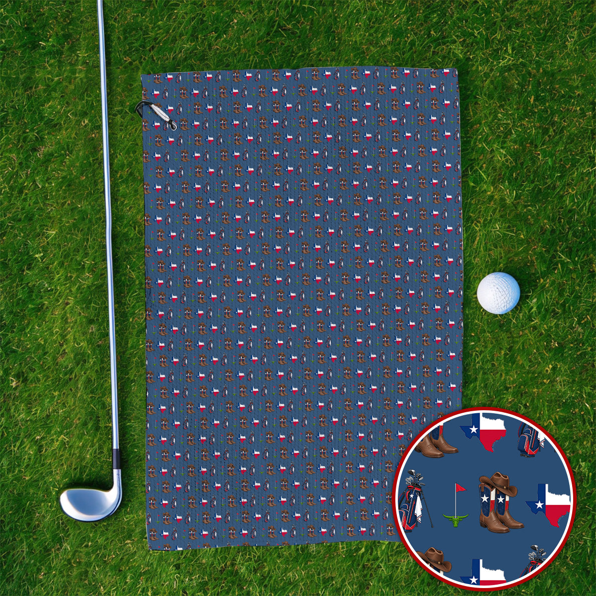 Texas Cowboy Golf Towels, Western Texas Golf Pattern Towel, Crazy Golf Gift For Golfer