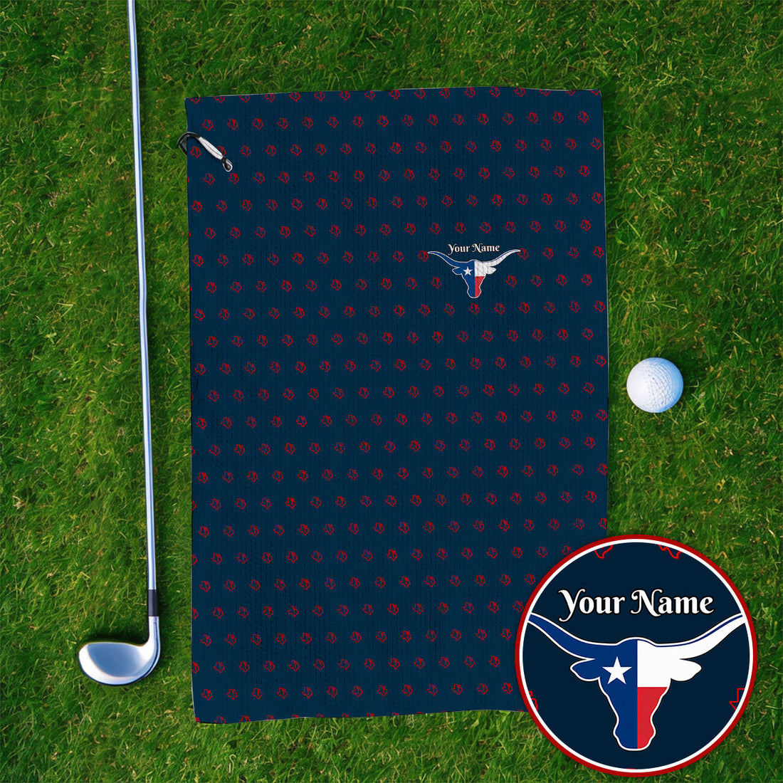 Personalized Texas Longhorn Golf Towels, Texas Pattern Golf Towel, Unique Texas Golf Gift For Golfer