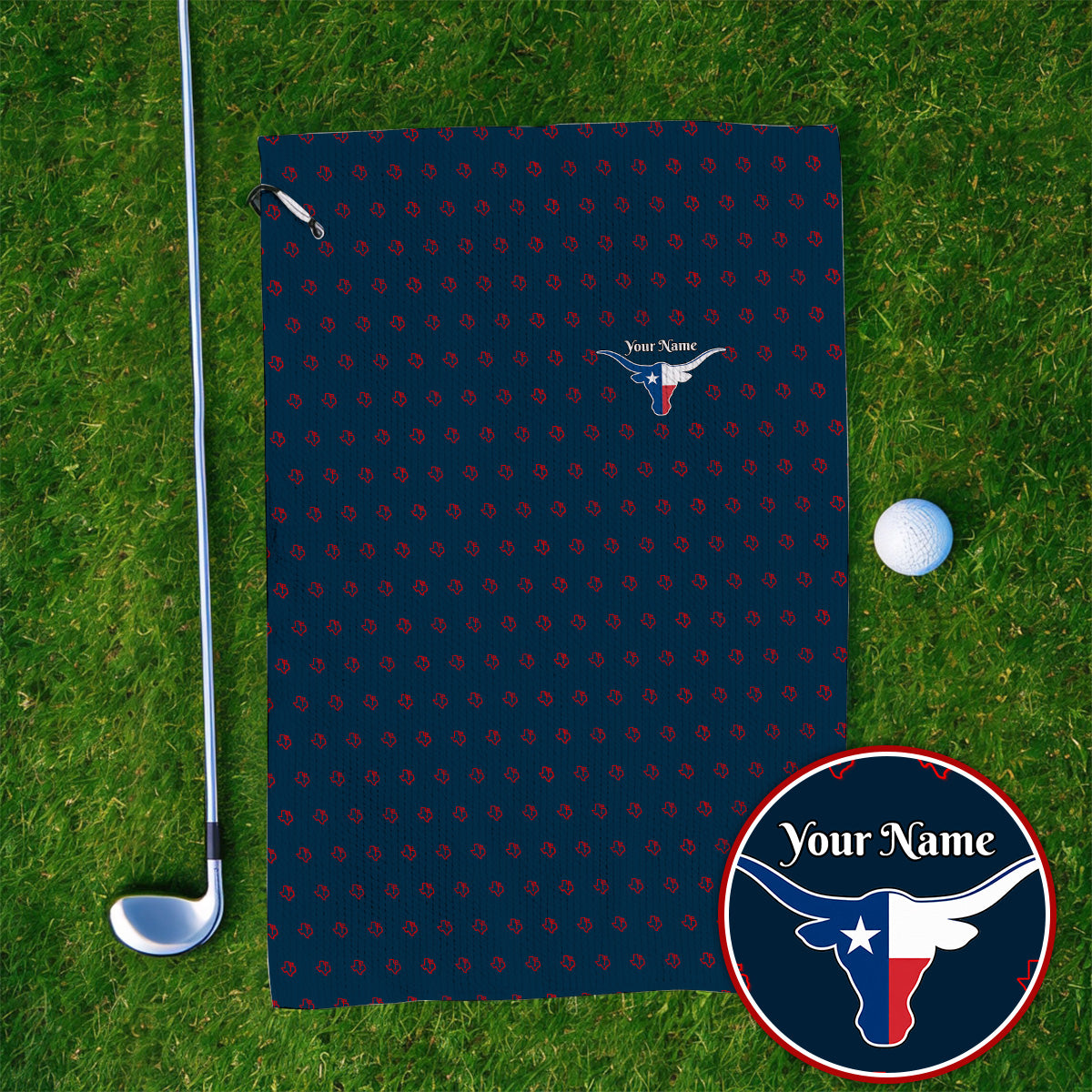 Personalized Texas Longhorn Golf Towels, Texas Pattern Golf Towel, Unique Texas Golf Gift For Golfer