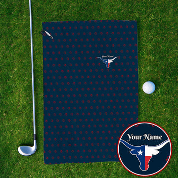 Personalized Texas Longhorn Golf Towels, Texas Pattern Golf Towel, Unique Texas Golf Gift For Golfer