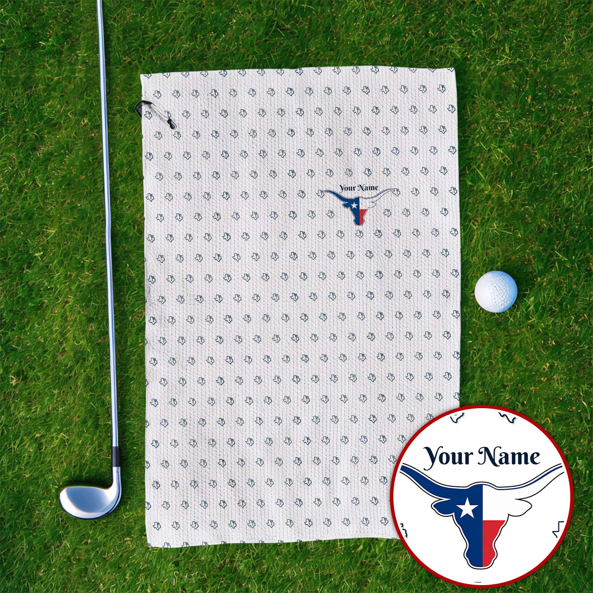 Personalized Texas Longhorn Golf Towels, Texas Pattern Golf Towel, Unique Texas Golf Gift For Golfer
