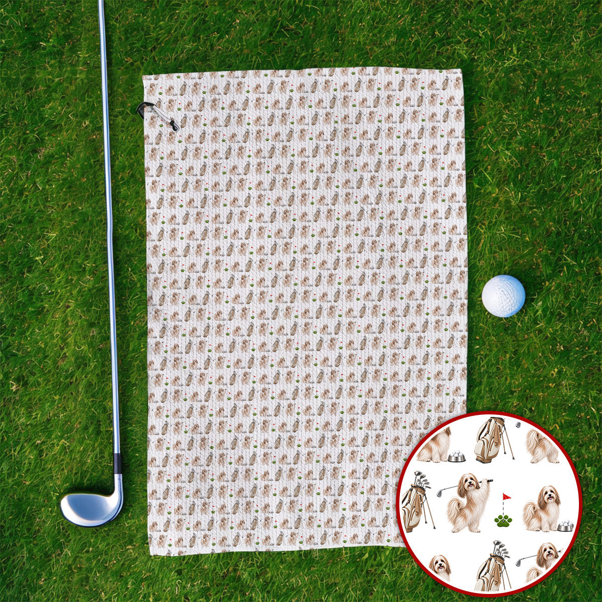 Havanese Golf Towels, Funny Havanese Pattern Golf Towel, Golf Gift For Dog Lovers