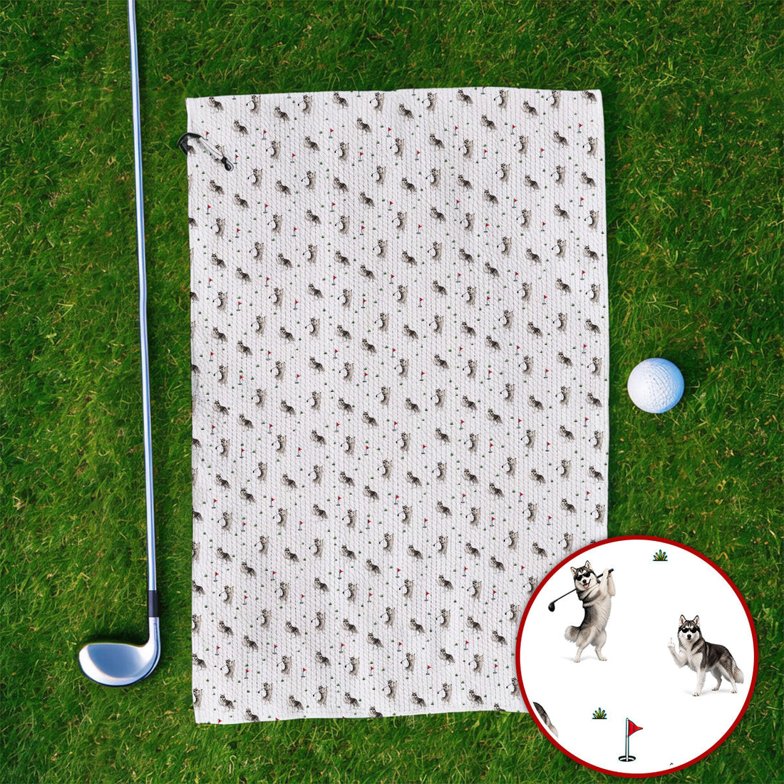 Husky Sibir Golf Towel, Husky Pattern Golf Towels For Golfer, Funny Golf Gift For Dog Lover
