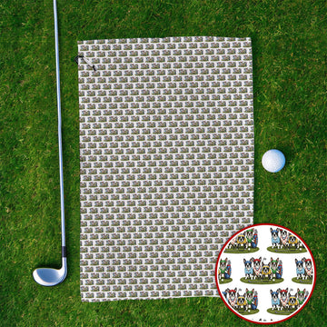 Boston Terrier Golf Pattern Towels, Funny Golfing Boston Terrier Towel, Dog Lover Golf Gift