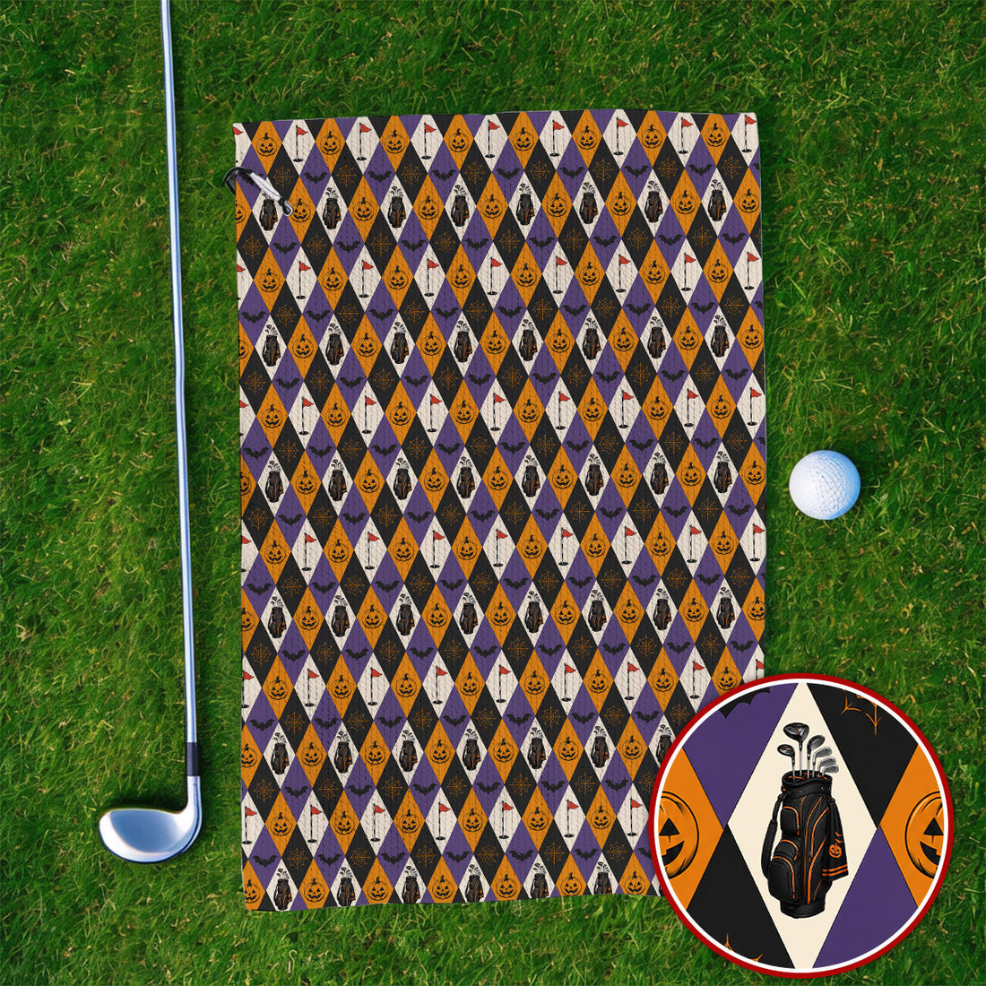 Halloween Pattern Golf Towels, Vintage Halloween Golf Towel For Golfer, Pumpkin Golf Gift for Golf Lovers