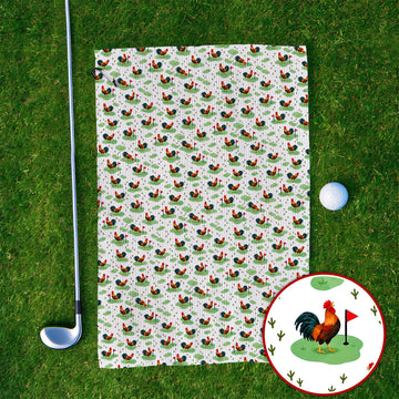 Crazy Rooster Golf Towels, Rooster Pattern Golf Towel For Chicken Lovers, Golf Gift For Golfers