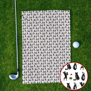 Funny Pit Bull Golf Pattern Towel, Black Pit Bull Golf Towels for Golfer, Golf Gift For Dog Lovers