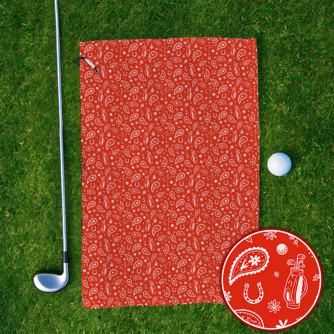 Cowgirl Paisley Pattern Golf Towels, Pink Western Golf Towel, Cute Paisley Golf Gift For Golfers