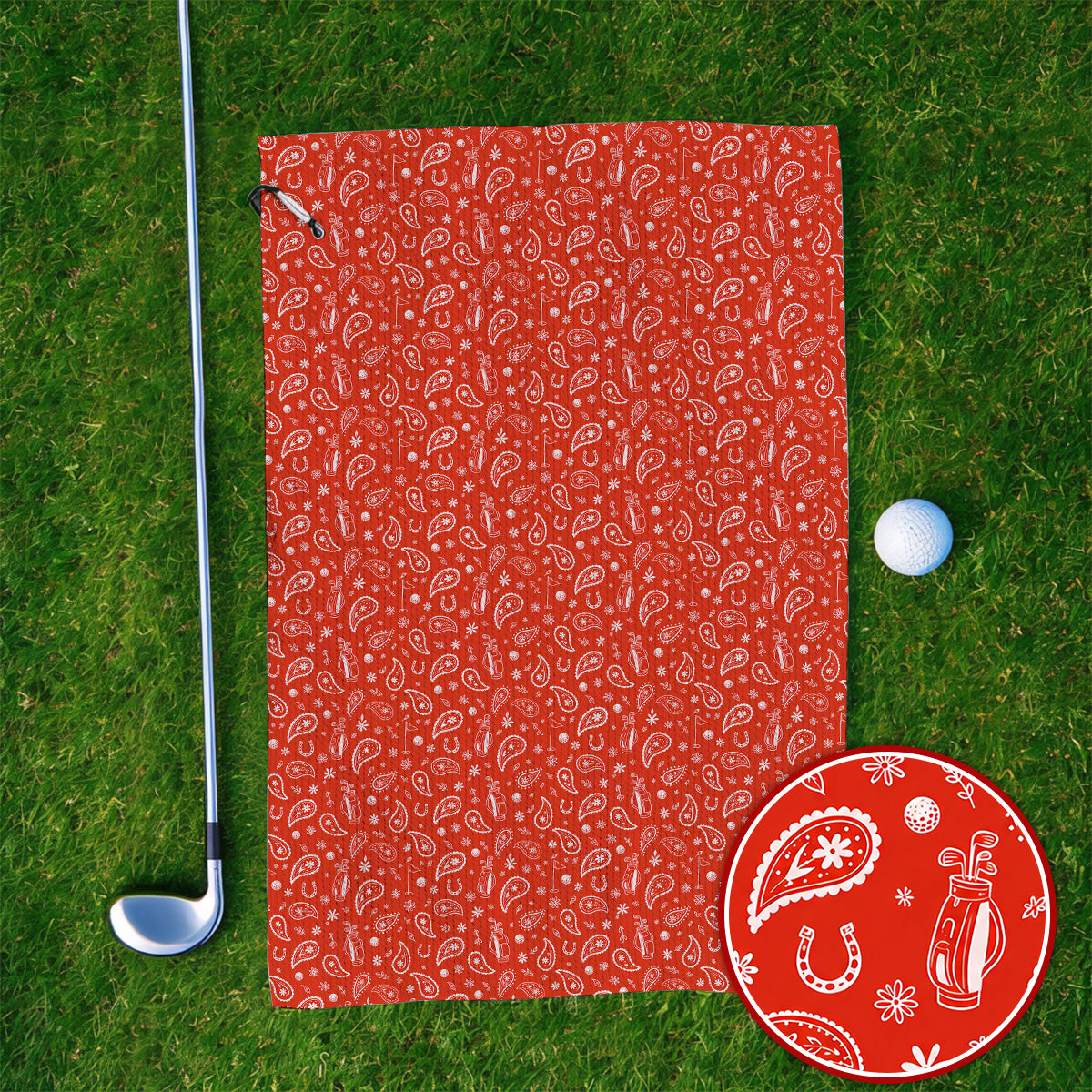 Cowgirl Paisley Pattern Golf Towels, Pink Western Golf Towel, Cute Paisley Golf Gift For Golfers