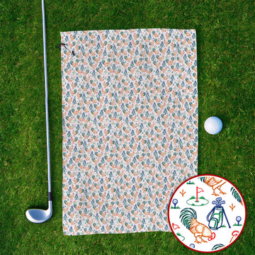 Colorful Rooster Golf Towels, Rooster Pattern Golf Towel For Chicken Lovers, Funny Golf Gift For Golfers