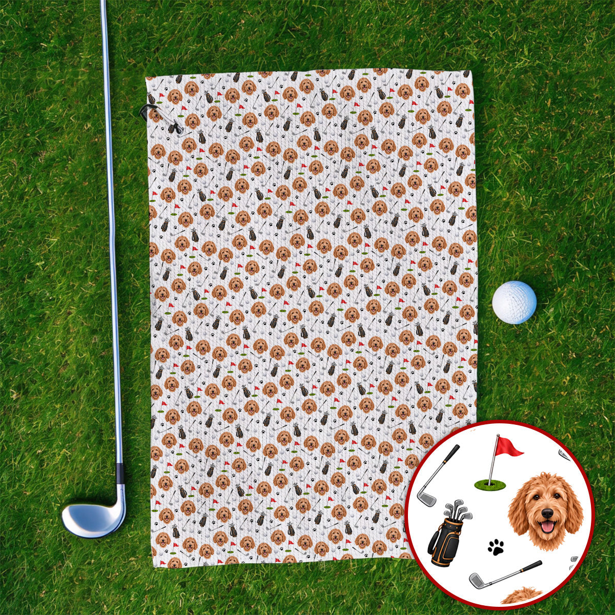 Goldendoodle Golf Towels, Crazy Doodle Dog Pattern Golf Towel, Golf Gift For Golfers