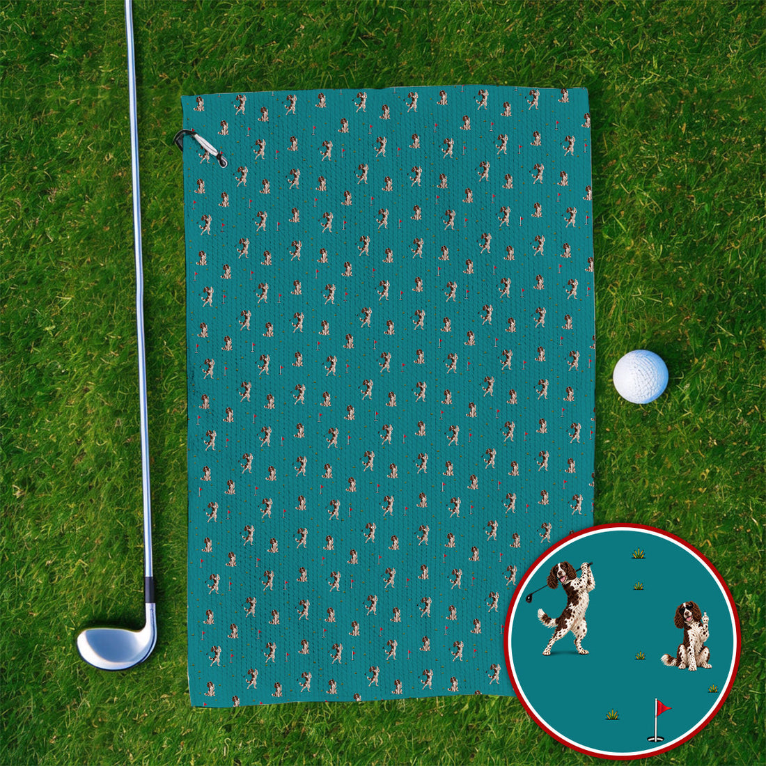 English Springer Spaniel Golf Towels, Dog Pattern Golf Towel, Crazy Golf Gift For Golfers