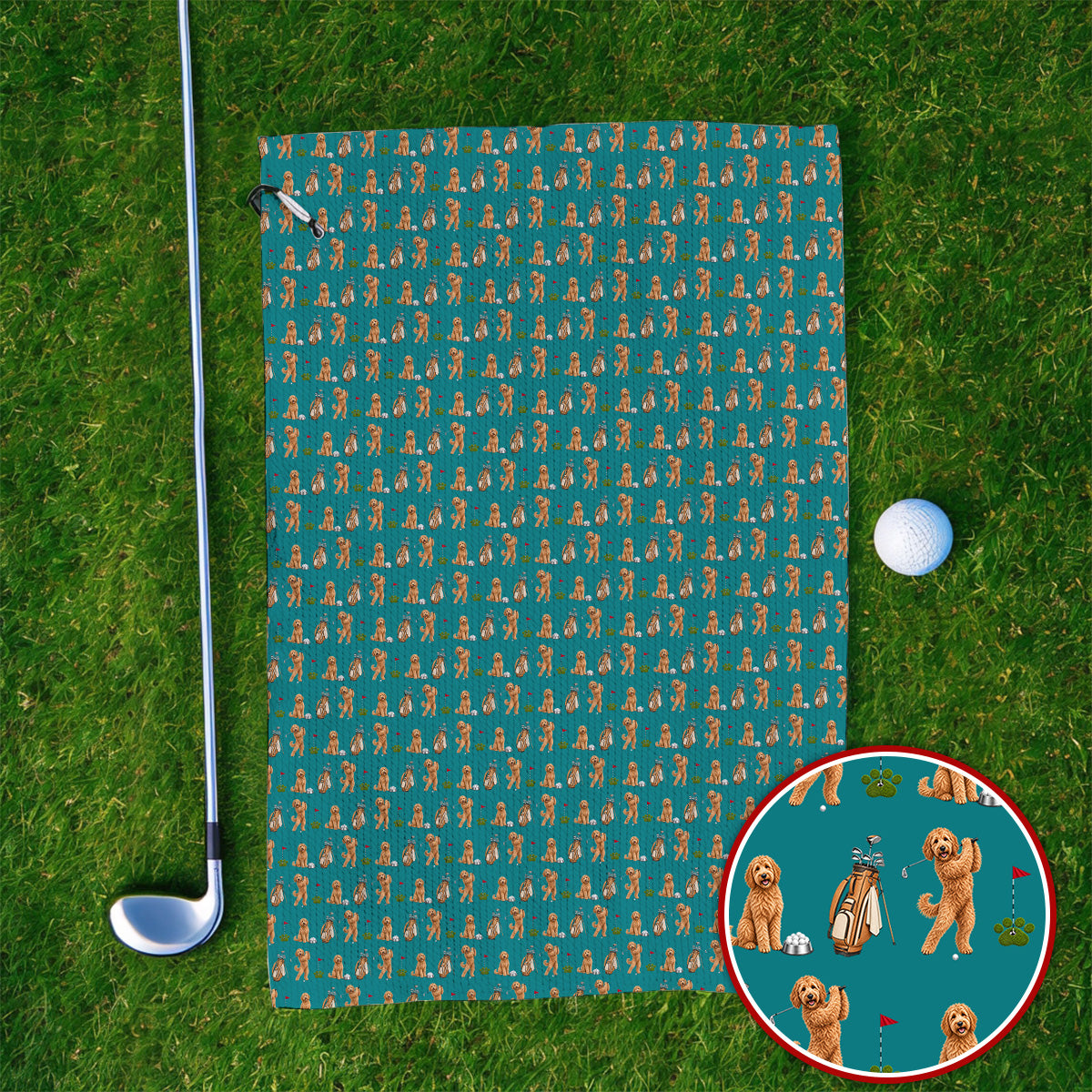 Goldendoodle Golf Towels, Dog Pattern Golf Towel, Funny Golf Gift For Golfers
