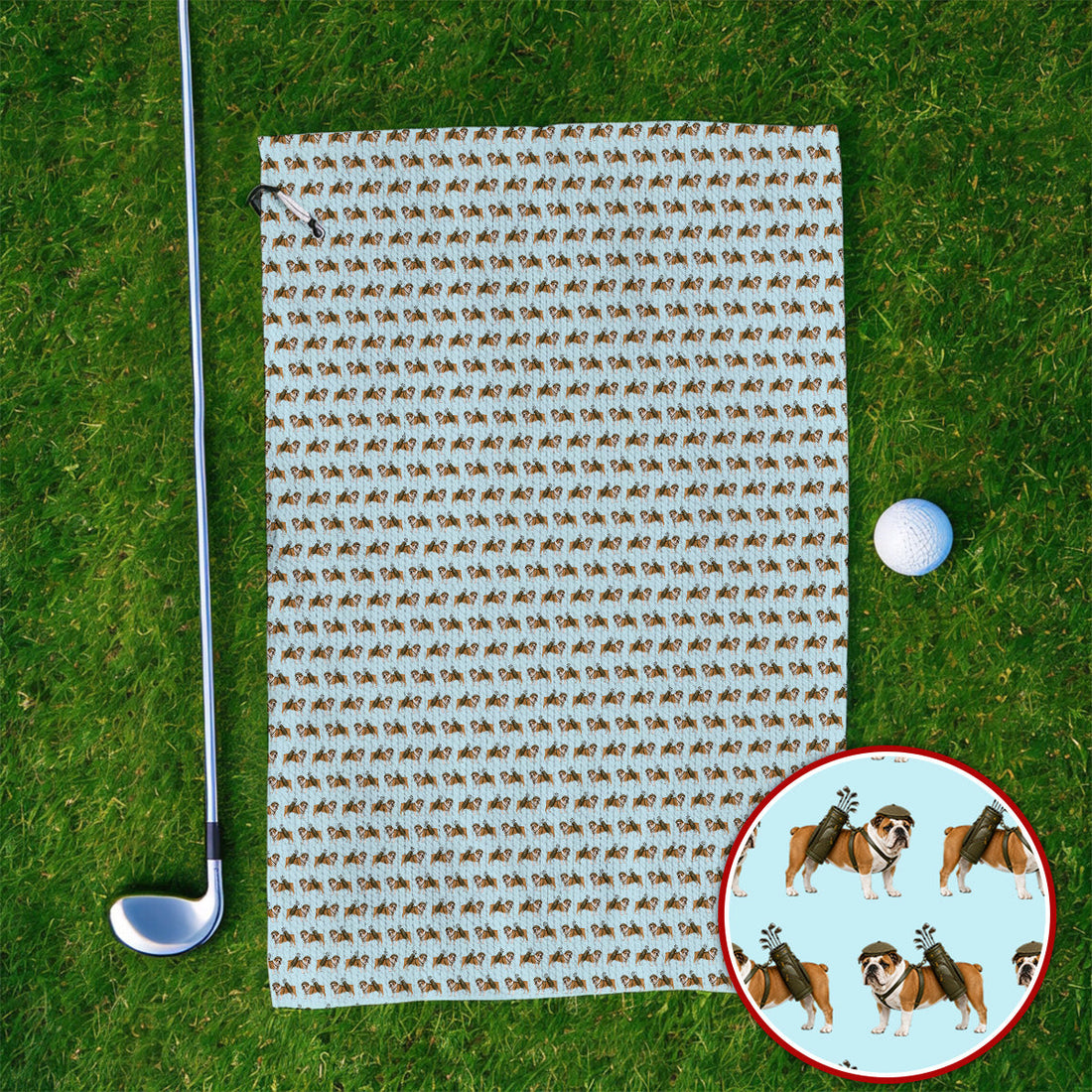Bulldog Pattern Golf Towels, English Bulldog Golf Towel, Funny Golf Gift For Golfer