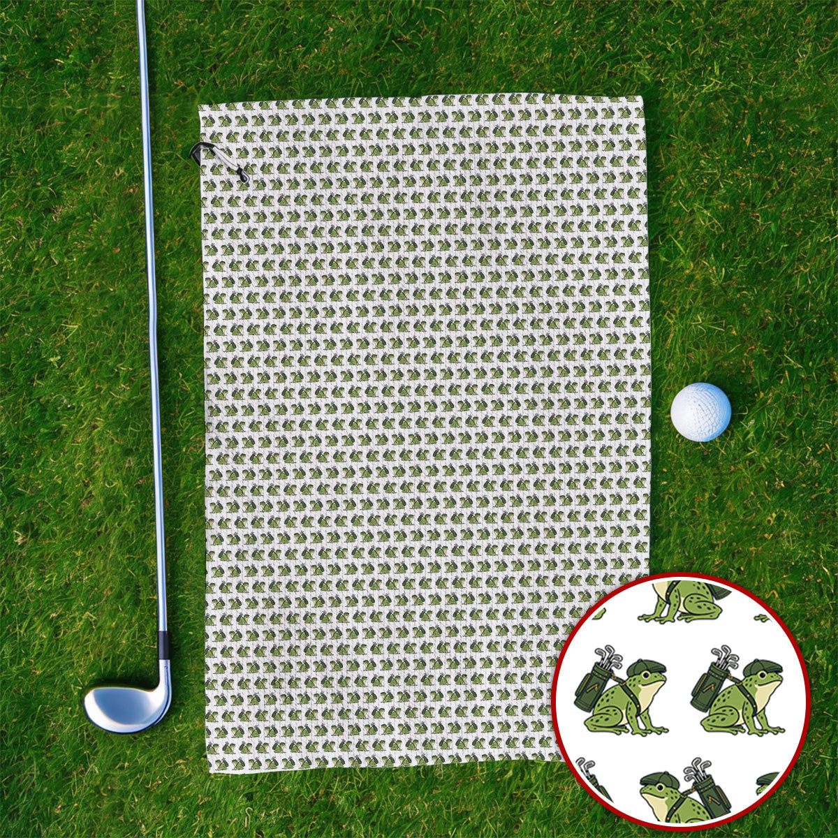 Funny Frog Golf Towels, Cute Frog Pattern Golf Towel, Unique Golf Gift For Golfer