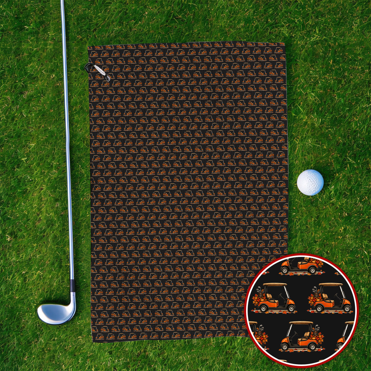 Fall Pattern Golf Towel, Autumn Golf Cart Towels, Funny Golf Gift For Golfer